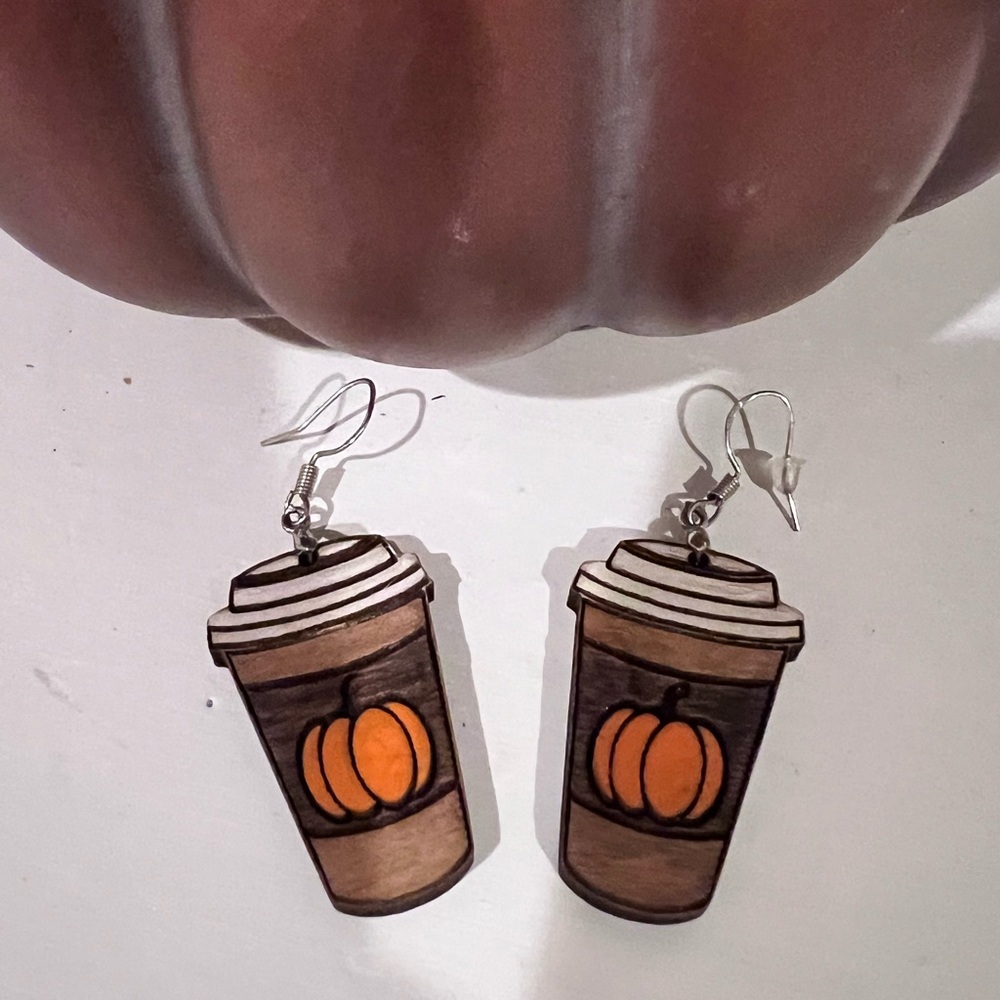 Pumpkin Latte Wooden Earrings